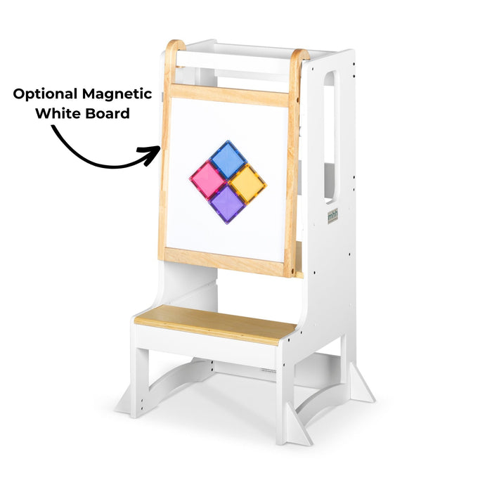 Adjustable Steps2 Learning™ tower - White and Varnish