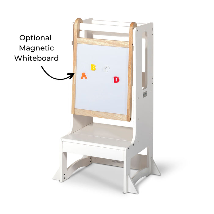 Adjustable Steps2 Learning™ tower - White and Walnut