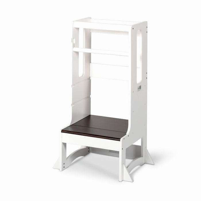 Adjustable Steps2 Learning™ tower - White and Walnut