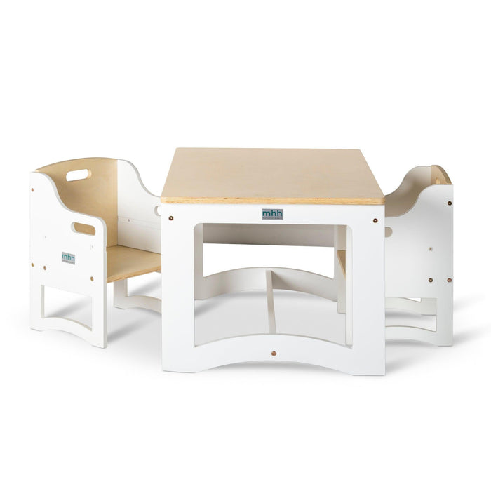 Aspire Table and 2 Chairs - White and Varnish